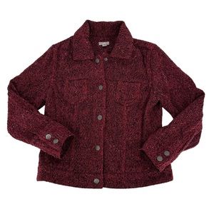 J.Jill Red Tweed Wool Blend Snap Button Jacket XS